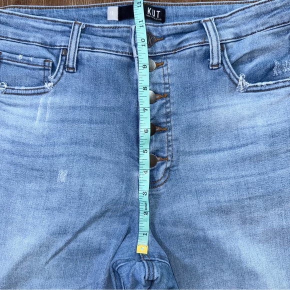 KUT Rachael Fab Ab Mom Jeans Ankle Crop Straight High Rise Raw Hem Button Fly - Picture 4 of 8